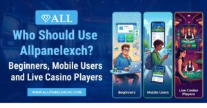 Illustration showing Allpanelexch for beginners, mobile users, and live casino players with a user-friendly platform overview and guidance.
