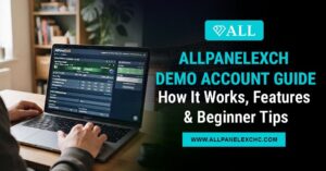 AllPanelExch Demo Account Guide dashboard showing platform overview, key features, beginner guide, secure access, and user-friendly experience.