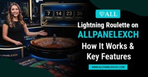 Lightning Roulette on Allpanelexch displayed on a mobile device, highlighting secure access, game interface, and key platform features.
